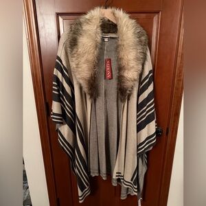 Merona Textured Poncho with Fur Trim